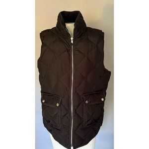 Woolrich Women's Quilted Duck Down Puffer Vest Sz LG‎ Black Mock Neck Warm